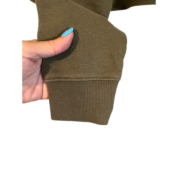 Wild Fable Olive Cropped Hooded Cut Off Casual Pullover Sweatshirt Women Sz S - Picture 6 of 9